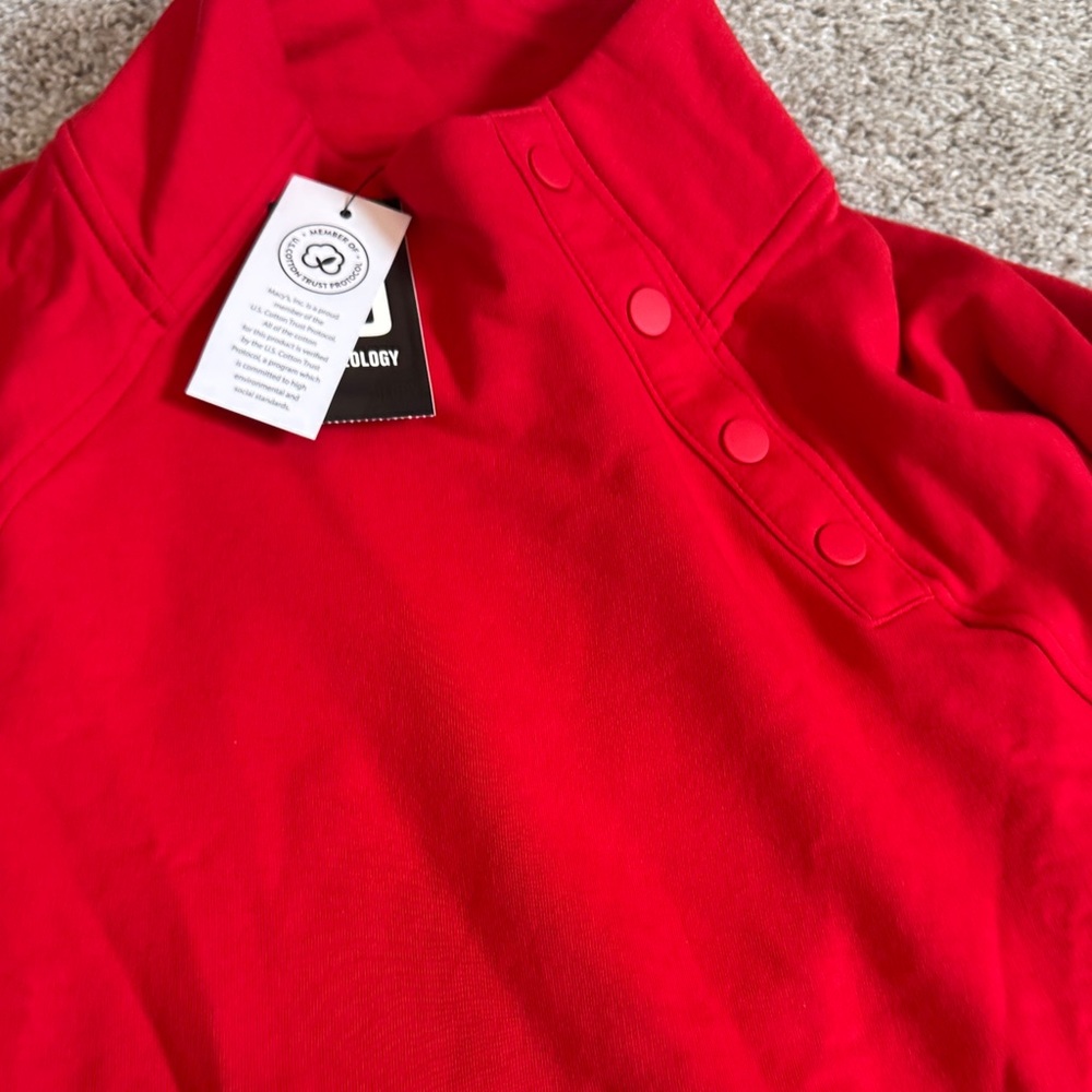 Red Pullover with Button Detail